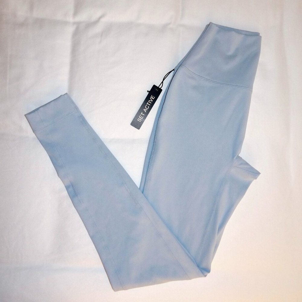 NWT pastel blue high waisted set active leggings